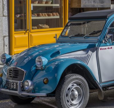 Journée en 2CV en Normandie - la voiture bleue