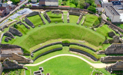 Vue aérienne du théâtre gallo-romain de Lillebonne, en Normandie