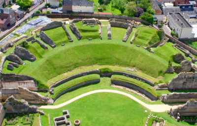 Vue aérienne du théâtre gallo-romain de Lillebonne, en Normandie