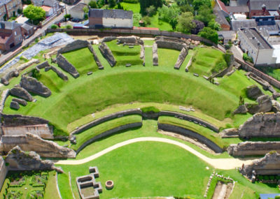 Vue aérienne du théâtre gallo-romain de Lillebonne, en Normandie