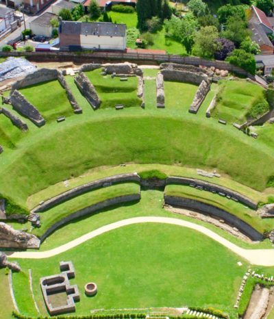 Vue aérienne du théâtre gallo-romain de Lillebonne, en Normandie