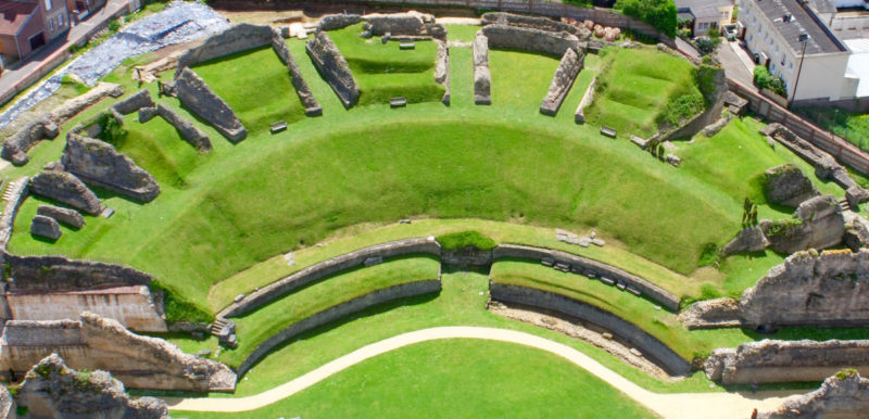 Vue aérienne du théâtre gallo-romain de Lillebonne, en Normandie