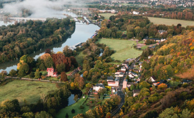 Vue drone campagne d'Amfreville-sous-les-Monts, vue Seine
