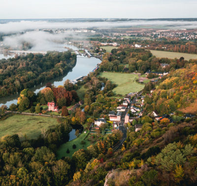 Vue drone campagne d'Amfreville-sous-les-Monts, vue Seine