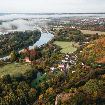 Vue drone campagne d'Amfreville-sous-les-Monts, vue Seine