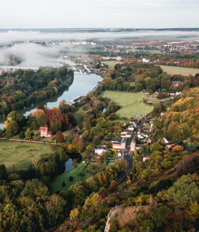 Vue drone campagne d'Amfreville-sous-les-Monts, vue Seine