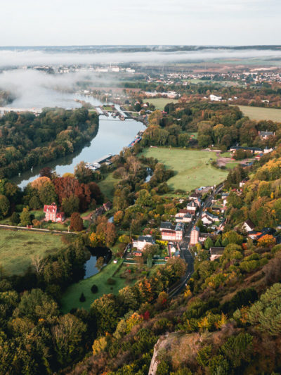 Vue drone campagne d'Amfreville-sous-les-Monts, vue Seine